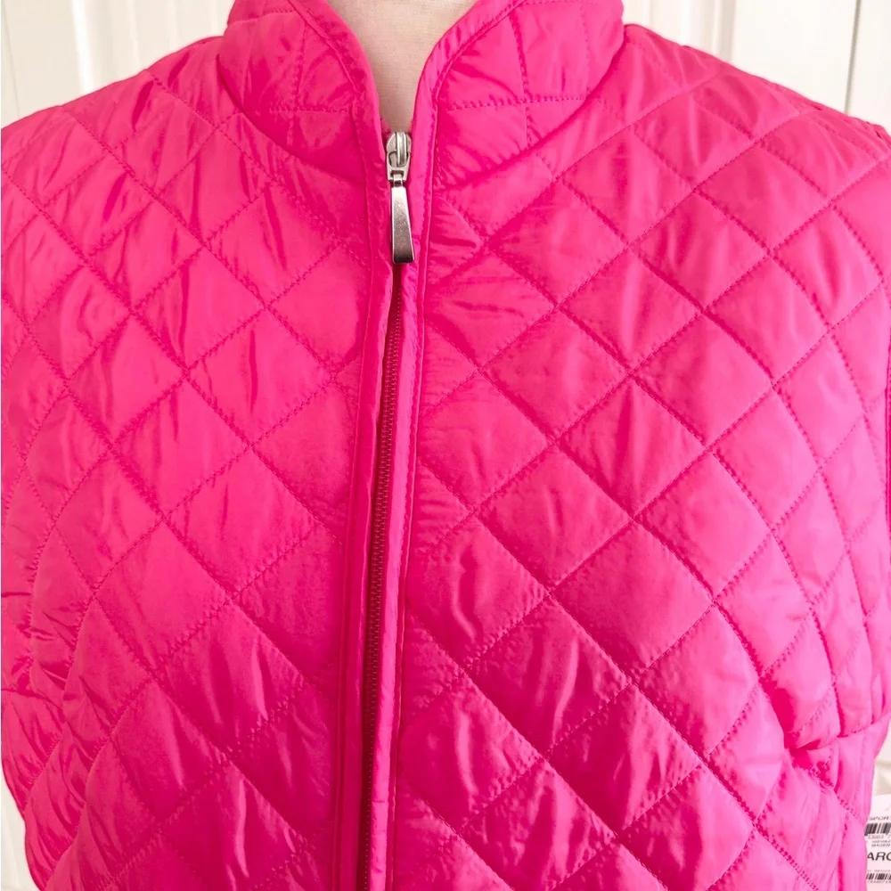 Karen Scott Sport Pink Quilted Puffer Vest Size Large L Athleisure Full Zip - Picture 8 of 15
